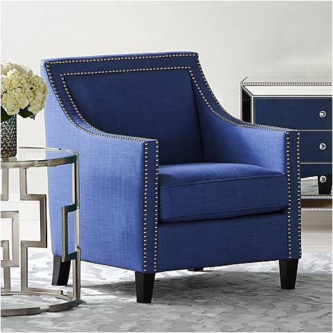 flynn navy blue upholstered armchair 4w442
