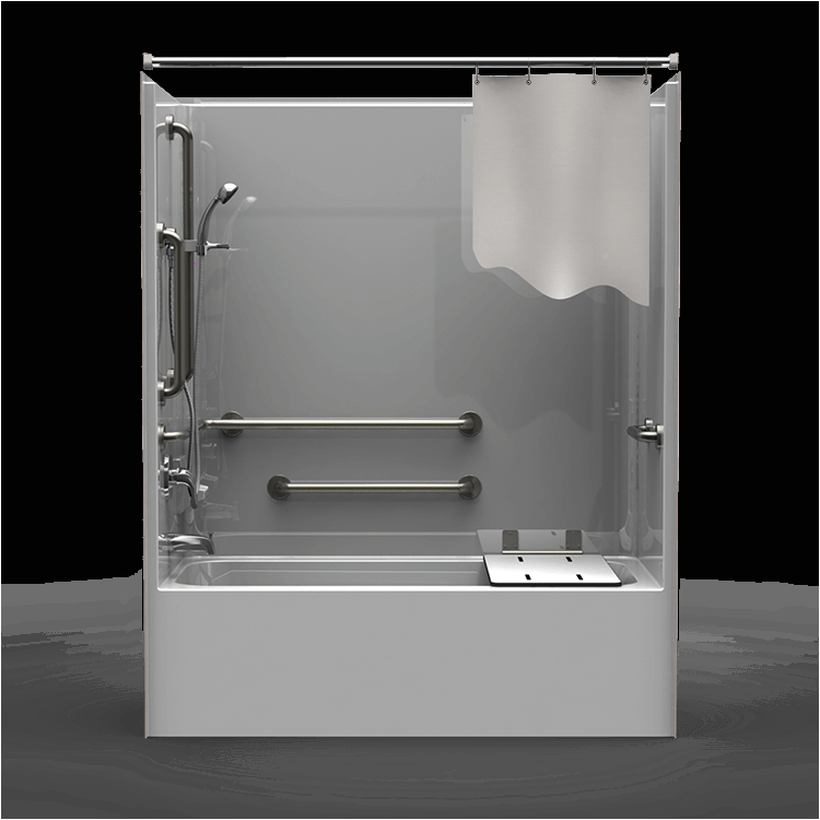 ada tub shower one piece 60x32 smooth wall look