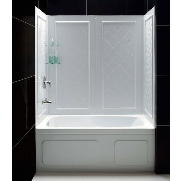 One Piece Bathtub Wall Kit Dreamline 32" X 60" X 60" Qwall Acrylic Tub Shower