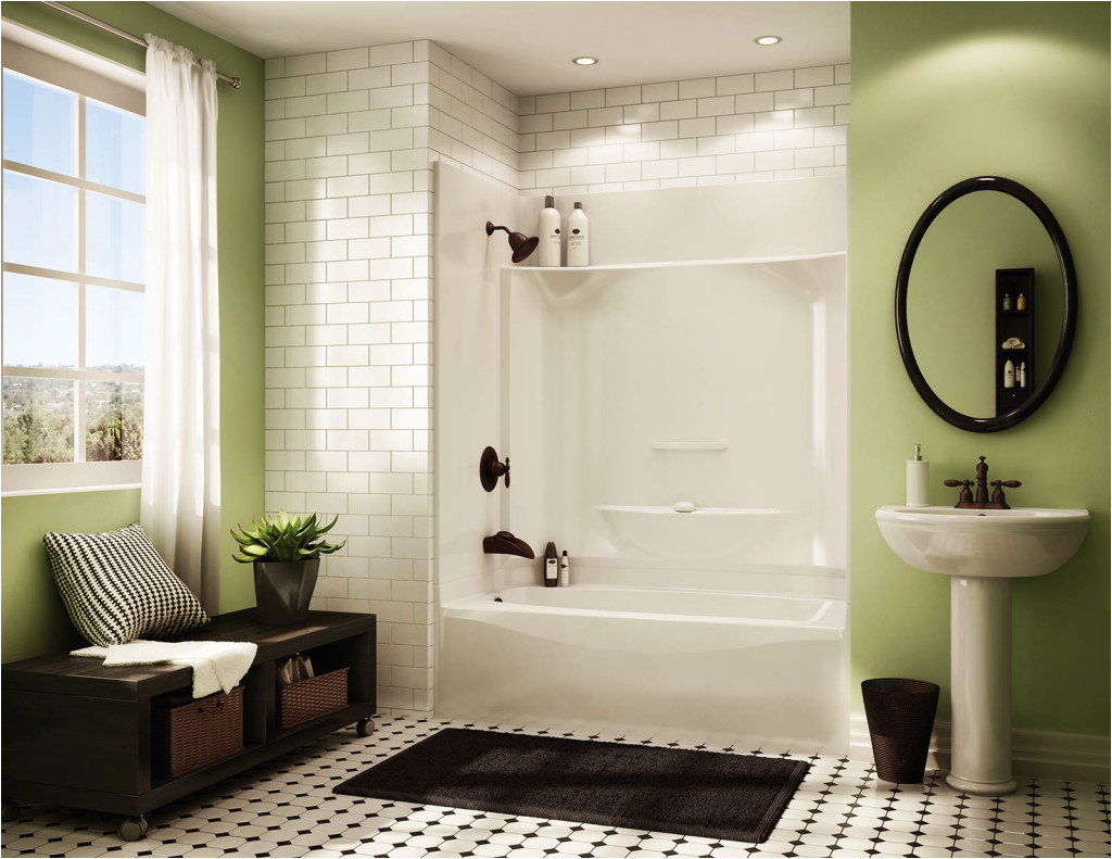 One Piece Bathtubs E Piece Shower Units with Seat Shelves and Tub