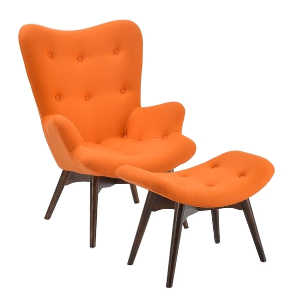 Orange and White Accent Chair Shop Poly and Bark orange Contour Lounge Chair and Ottoman