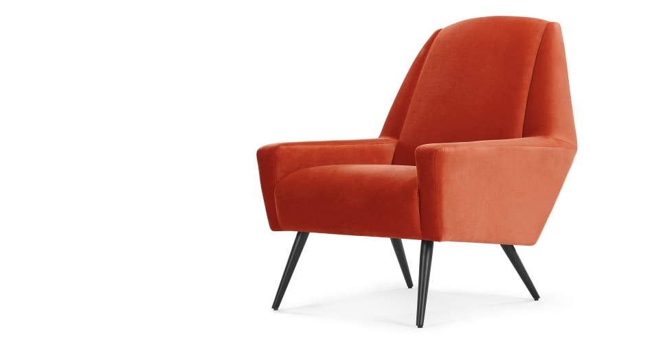 roco accent chair retro orange velvet 5