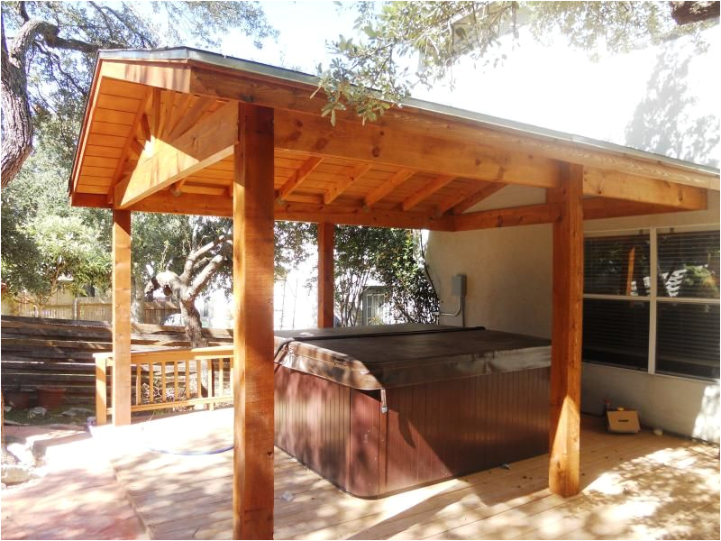 Outdoor Bathtub Cover Not My Favorite Open Rafter Patio Cover Deck for Hot Tub