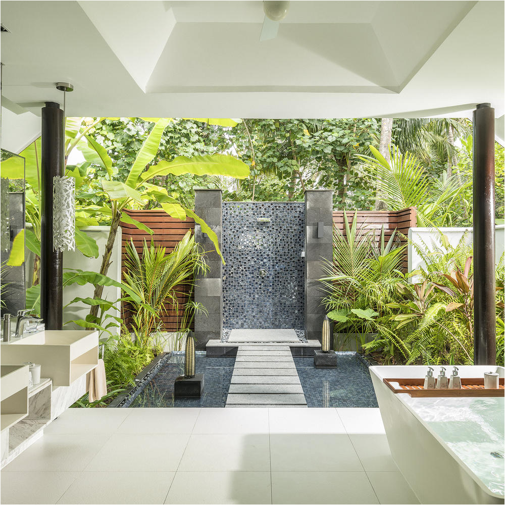 tropical outdoor showers resorts