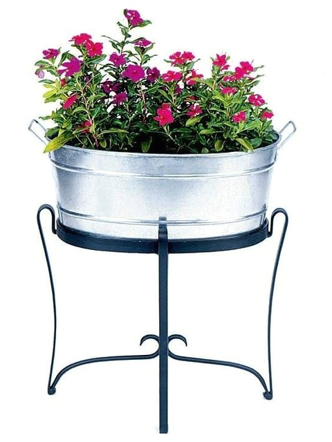 Outdoor Galvanized Bathtub Oval Galvanized Steel Tub Planter Outdoor Pots and
