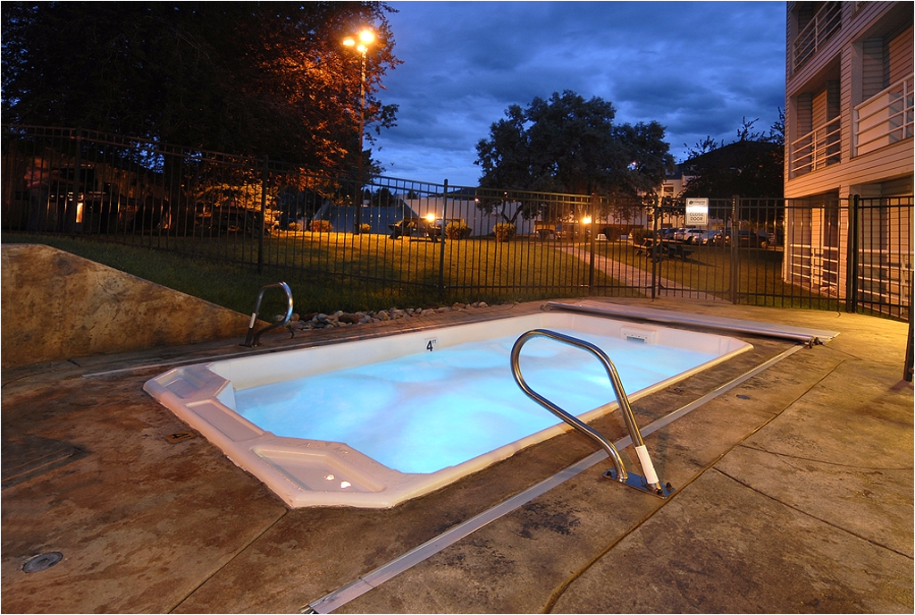 outdoor jacuzzi at night