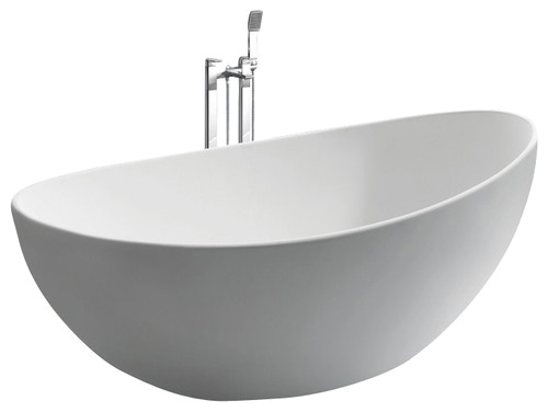 Oval Stand Alone Bathtub White Stand Alone Bathtub Stone Resin Matte Modern