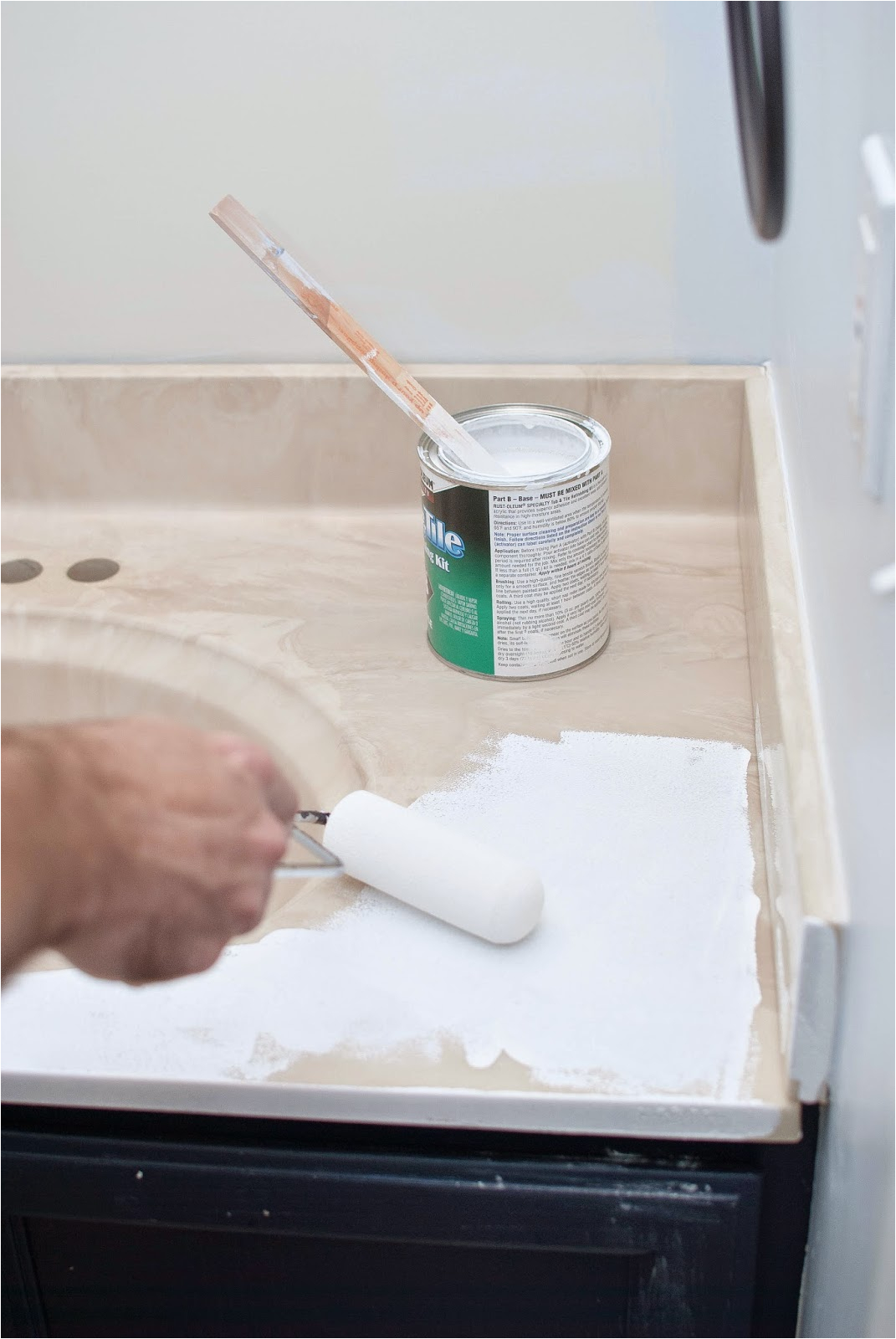 painted bathroom sink countertop makeover