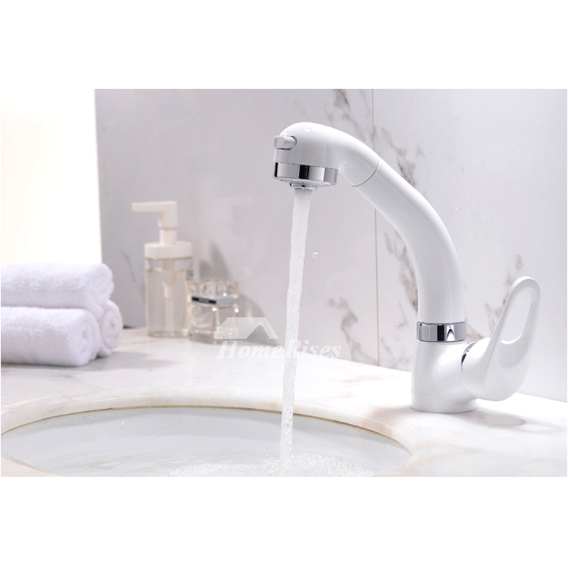 white bathroom faucets black brass pull out spray painting modern p hois 5988
