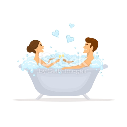 Painting Man In Bathtub Man and Woman Romantic Couple In Love In A Bathtub Taking