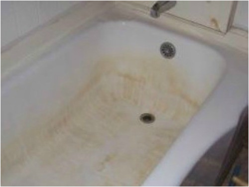 Porcelain Enamel Bathtubs Cleaning Yellow Stains On An Old Porcelain Tub