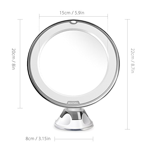 beautural makeup mirror 10x magnifying lighted vanity mirror with natural white led 360 degree swivel rotation and locking suction