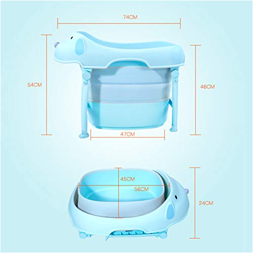 VERNASSA Baby Folding Bathtub Infant Collapsible Portable Shower Basin Blue