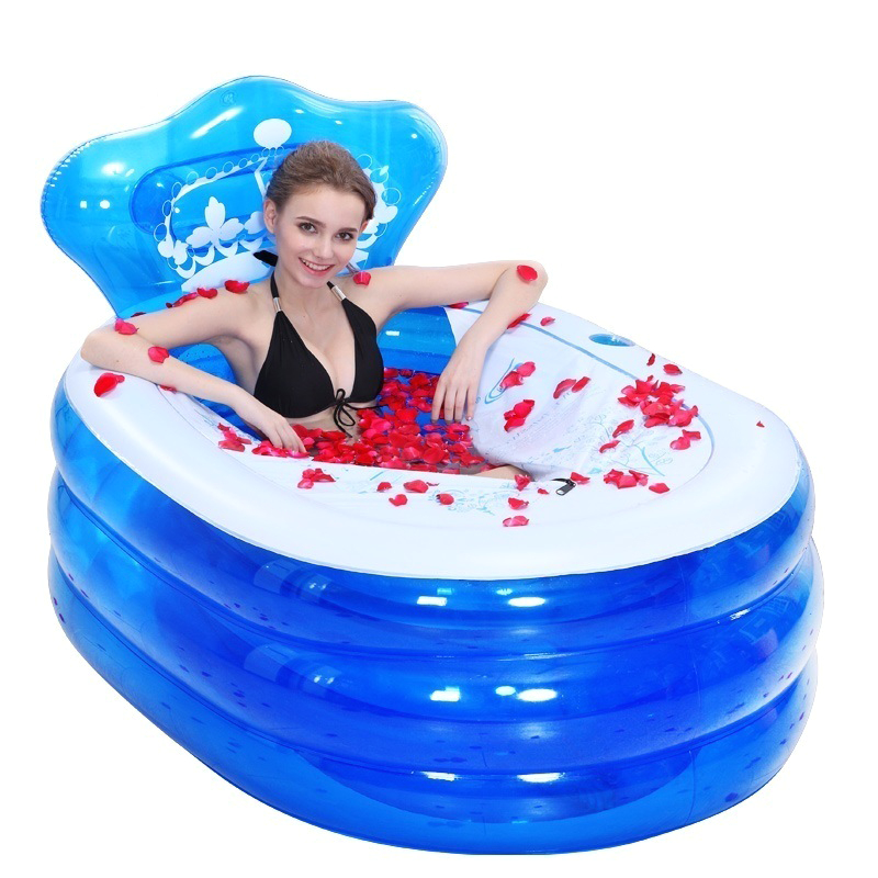 145 x 80 x 45CM Foldable Inflatable Bathtub Portable Adult with Air Pump Steam Spa Sauna Plunge Bat