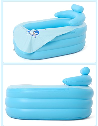 uruoi adult baby pvc portable folding inflatable bath tub for bathroom spa blue