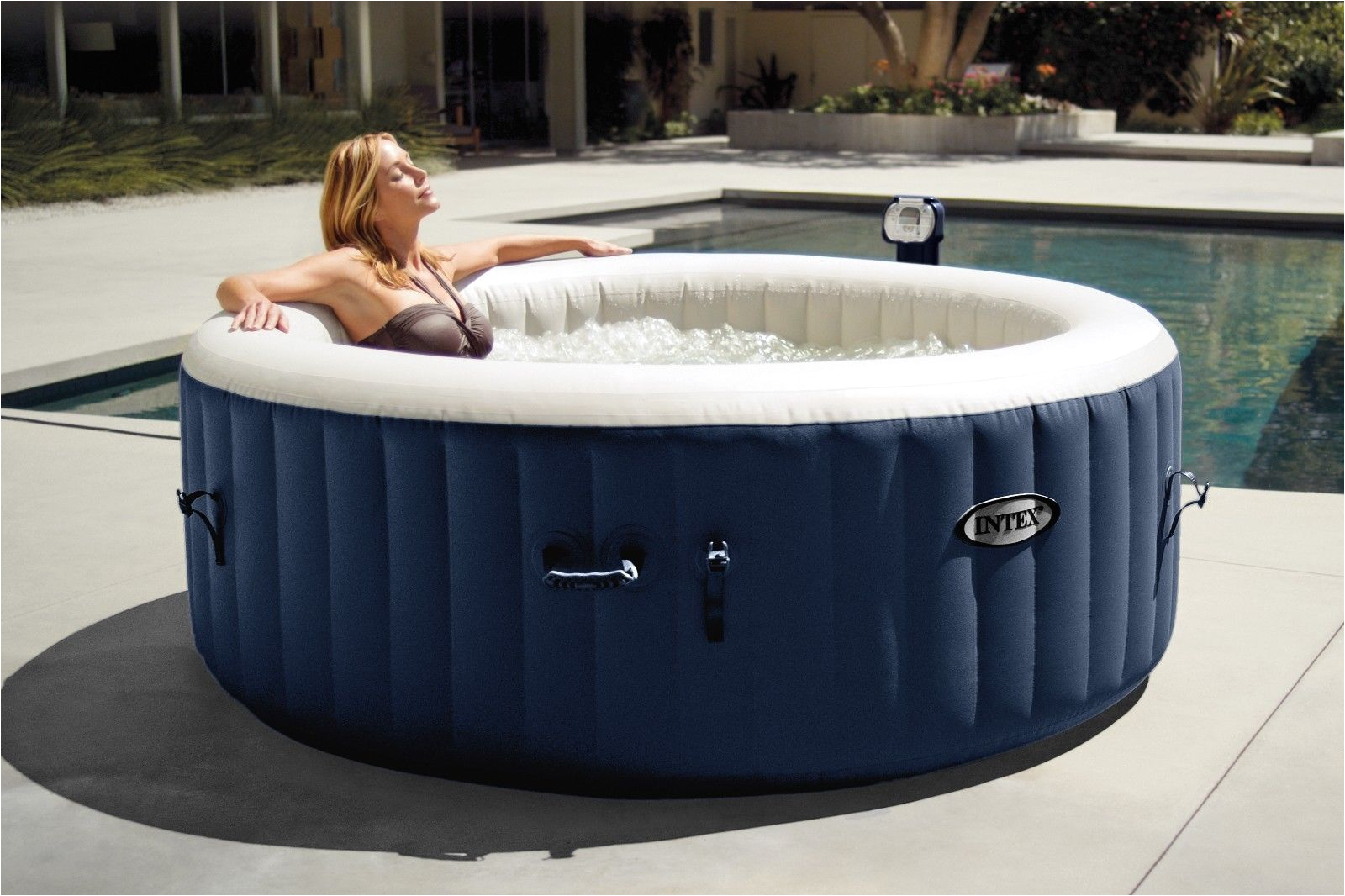 Portable Bathtub with thermometer Intex Pure Spa 4 Person Inflatable Portable Heated Bubble