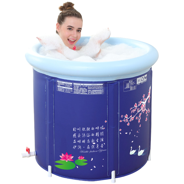 Portable Round Bathtub Thickened and Enlarged Folding Bath Tub Round Bath Barrel