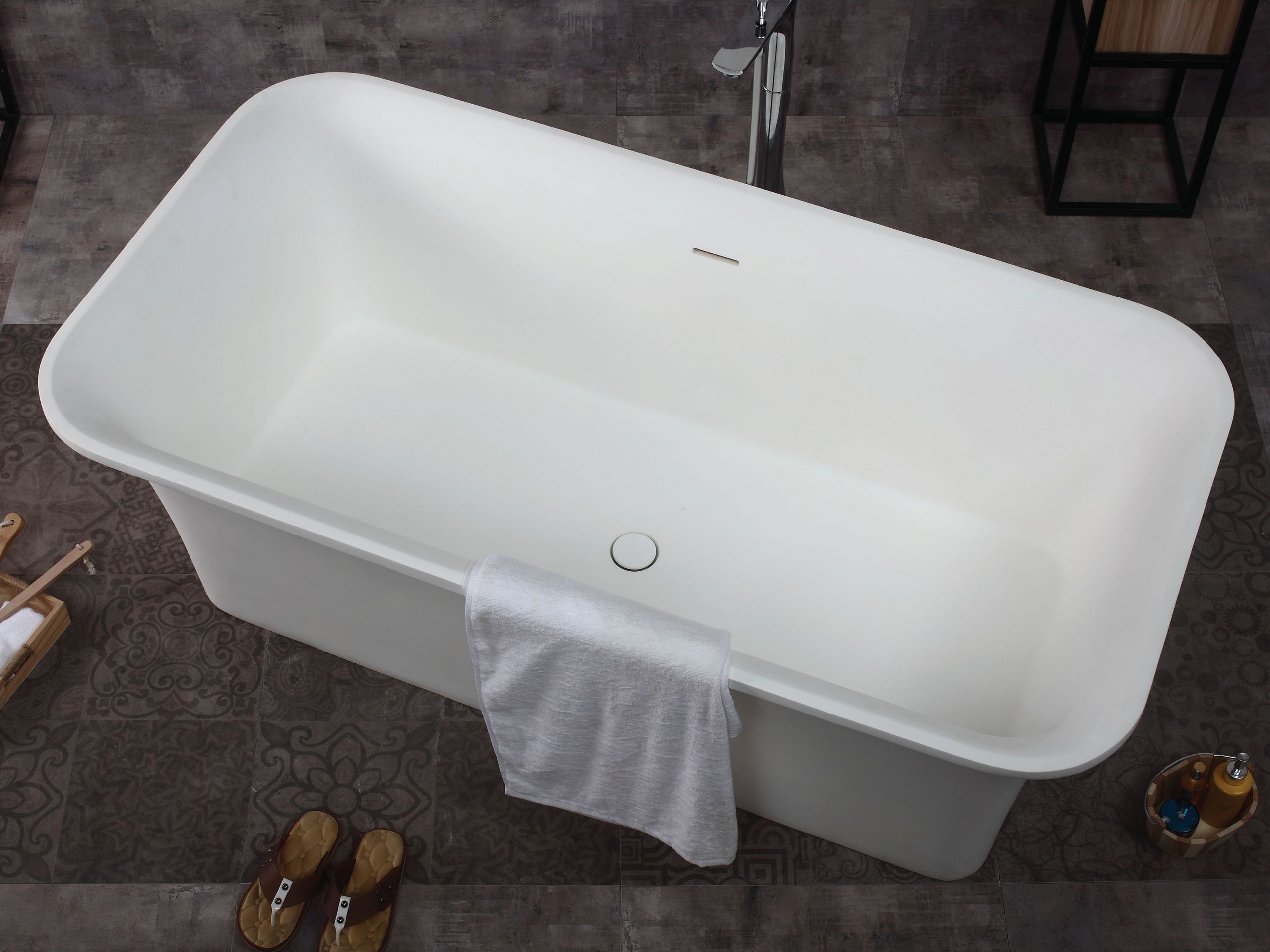 alfi brand ab9942 67 white rectangular solid surface smooth resin soaking bathtub