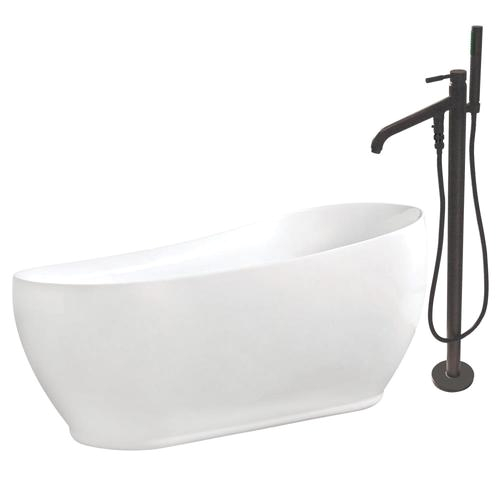 Reversible Drain Freestanding Bathtub Kingston Brass Slipper 71 In White Acrylic Oval Reversible