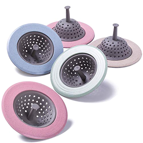 evoio drain strainers 5 packs hair catcher silicone hair stopper shower drain covers for kitchen and bathroom bathtub flexible rubber sink strainer silicone filter home drain cover grip