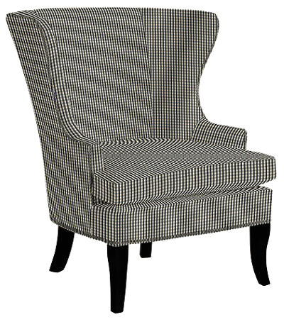 Thurston Wing Chair With Pewter Nailheads Small Check Black traditional armchairs and accent chairs