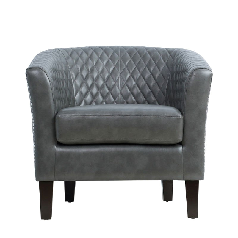Small Grey Accent Chair Small Space Quilted Barrel Gray Accent Chair Accentrics