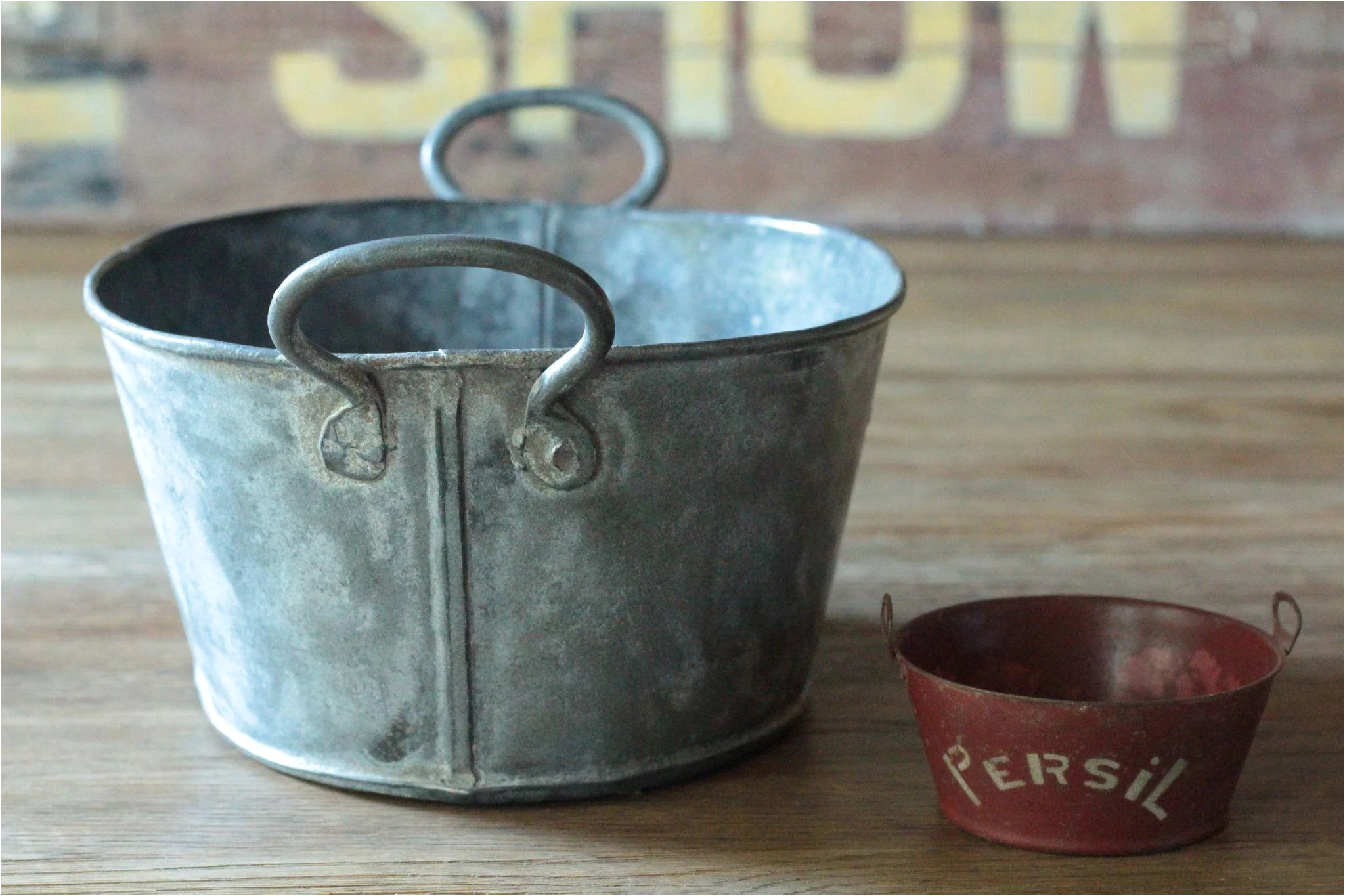 Antique English SMALL Galvanized Metal Wash