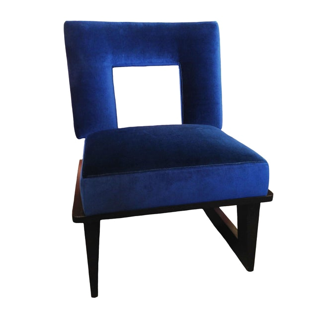 blue velvet accent chair