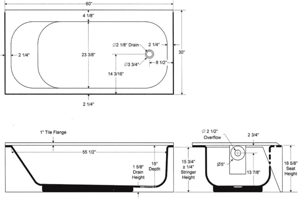 standard size soaking tub