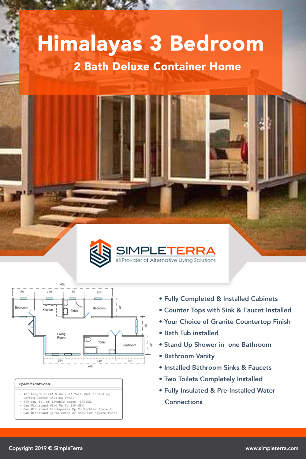 3 bedroom 2 bath deluxe container home