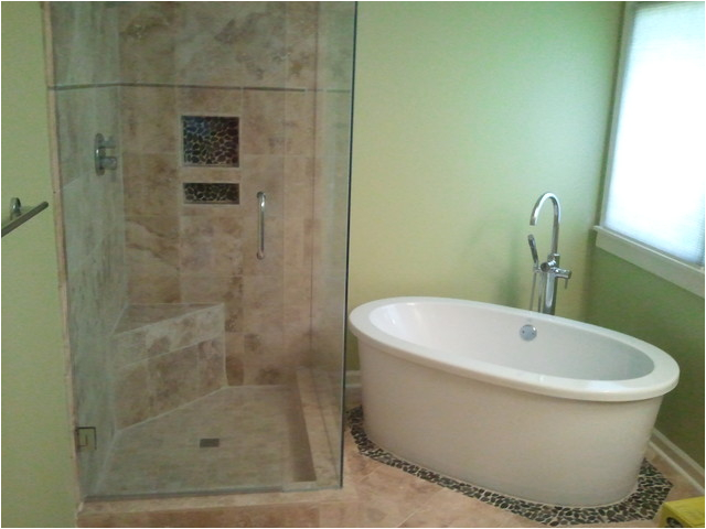 Shower and Stand alone tub contemporary bathroom atlanta