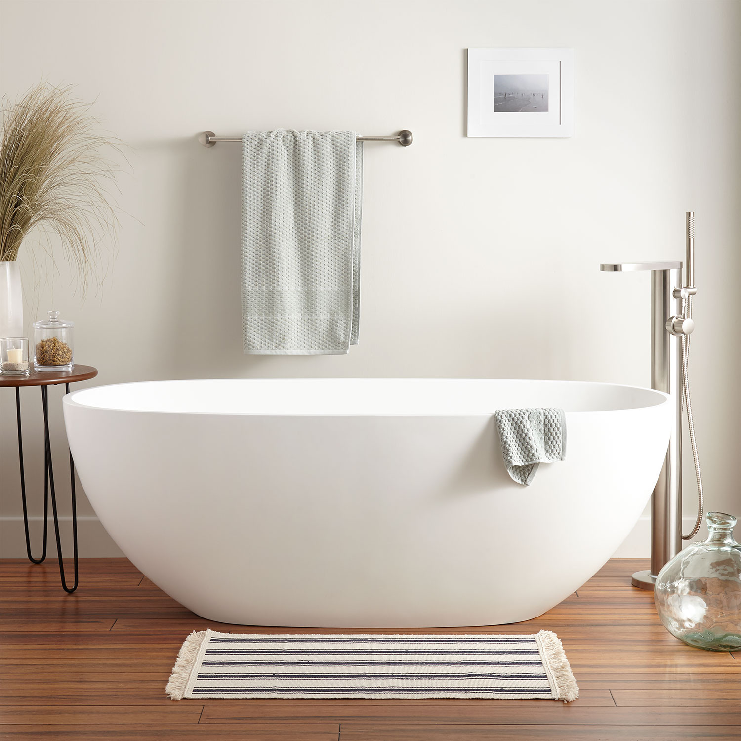 65 allene freestanding resin tub with overflow includes drain white matte finish