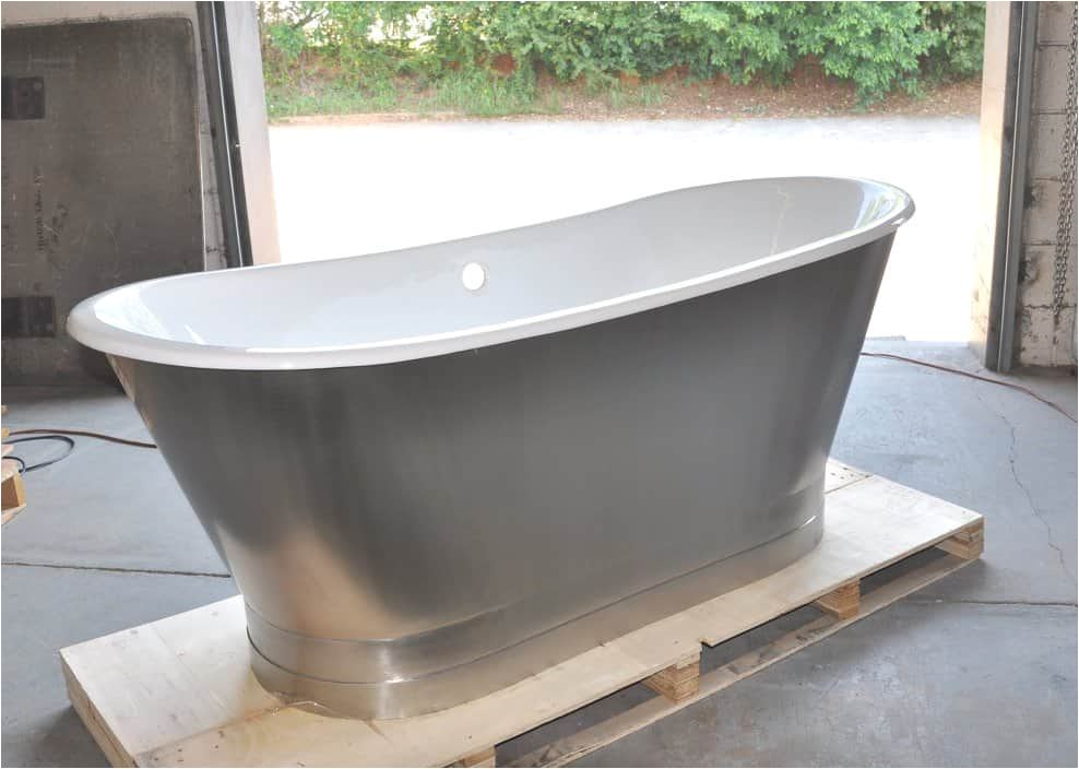 67 cast iron double ended stainless steel slipper pedestal tub
