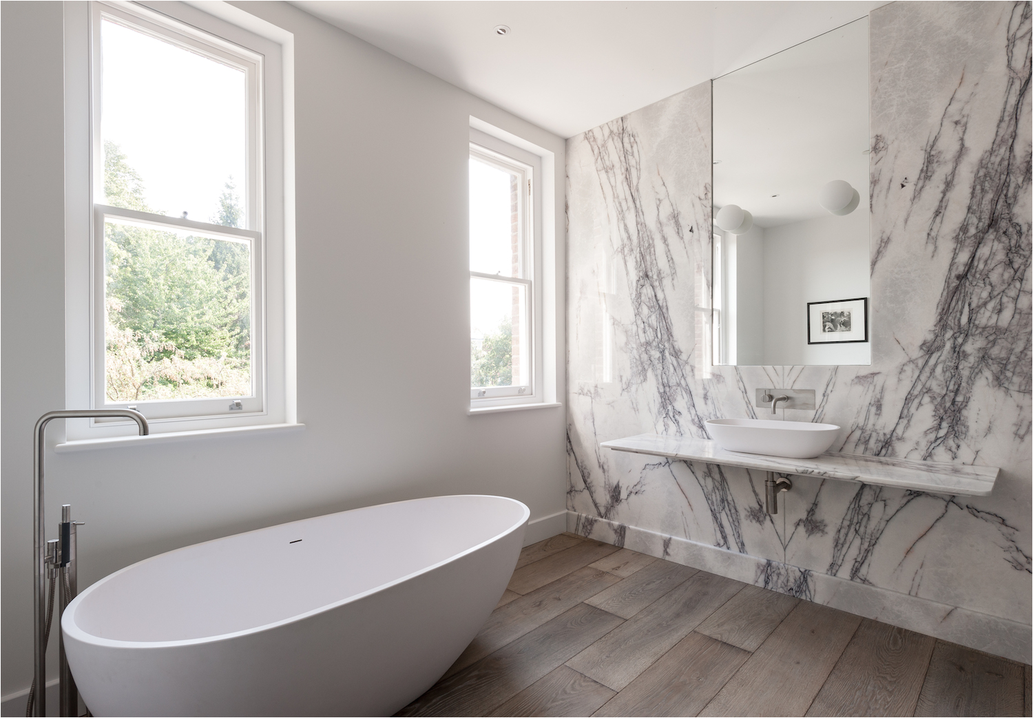 bathroom of the week in london a his and hers bath in bold turkish marble