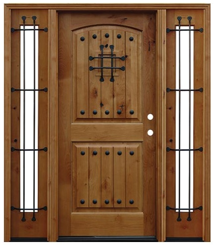 pre finished alder rustic wood entry door sidelites 60 5″x80″
