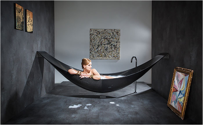 splinter works futuristic carbon fiber bathtub hangs like a hammock