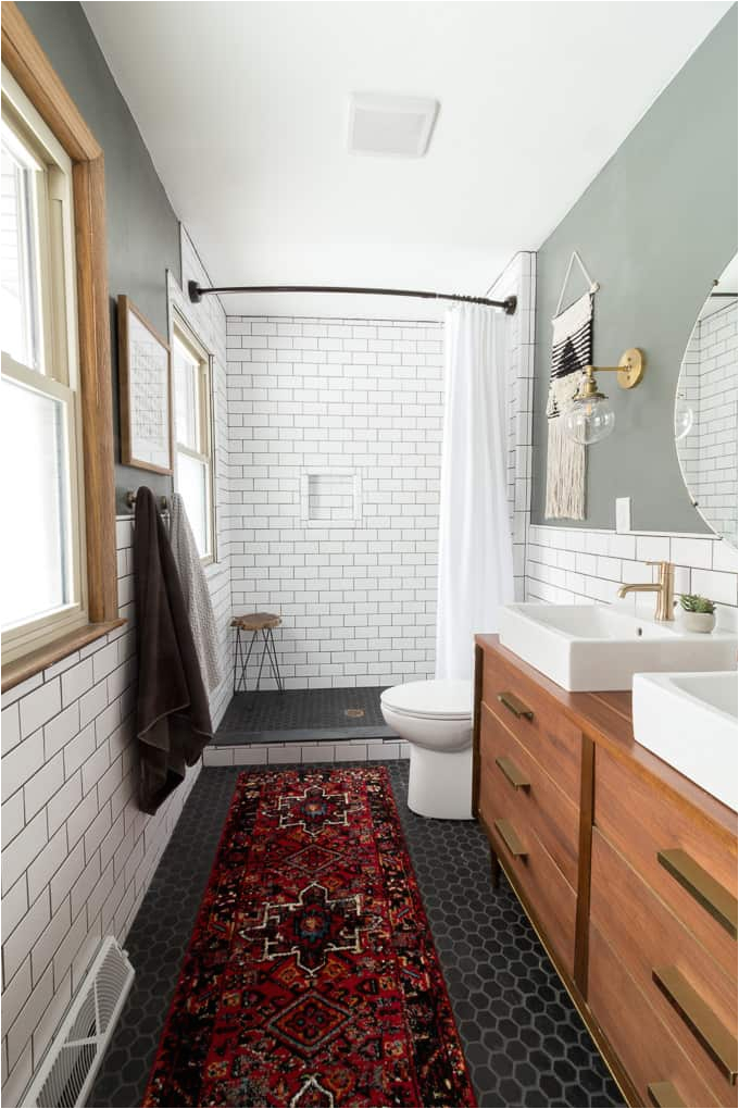 modern bathroom with subway tile