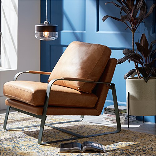 rivet summit top grain leather steel armed accent chair