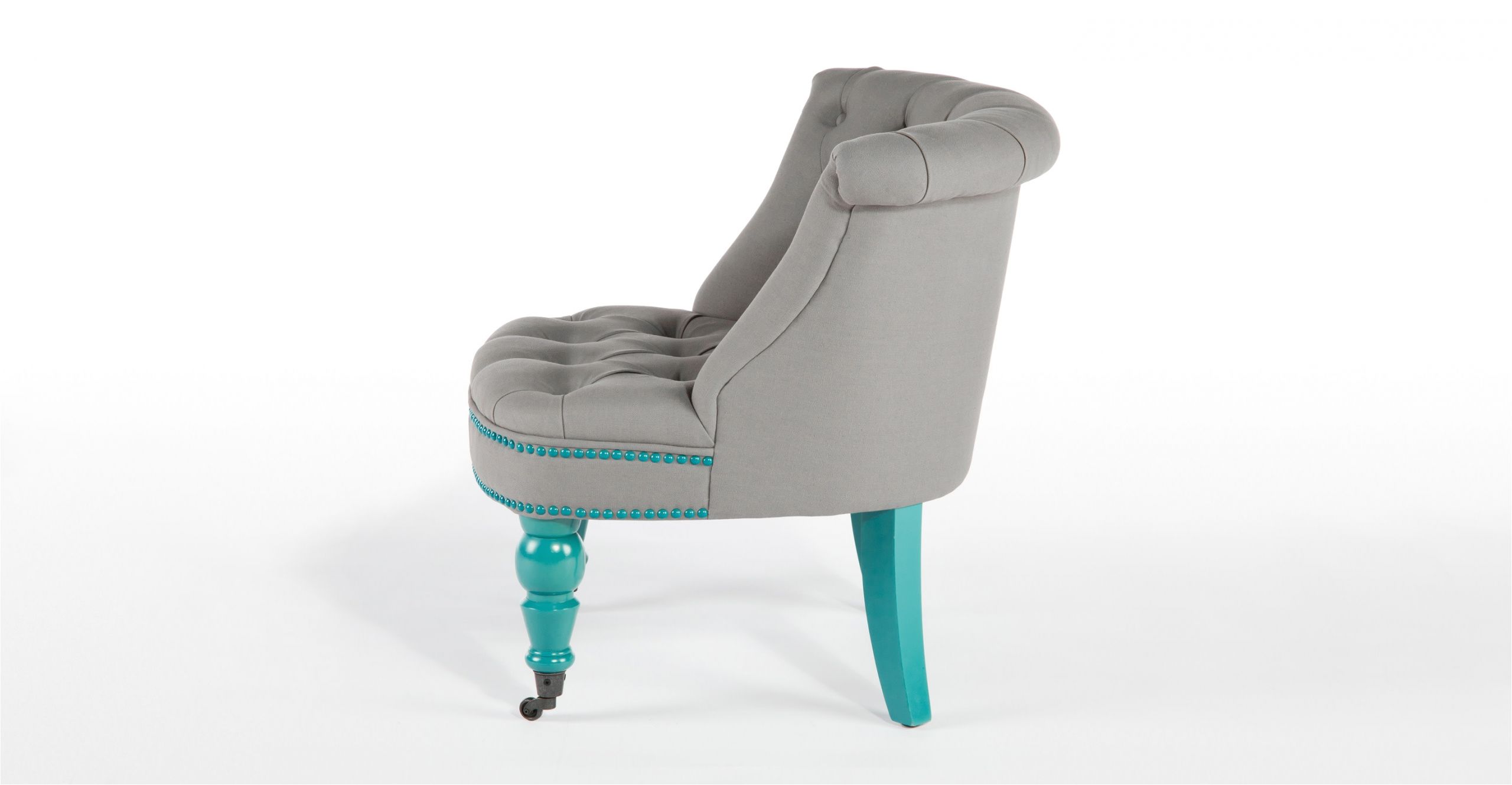 bouji chair oxford grey and turquoise blue