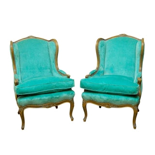 Turquoise Velvet Accent Chair Vintage & Used Accent Chairs