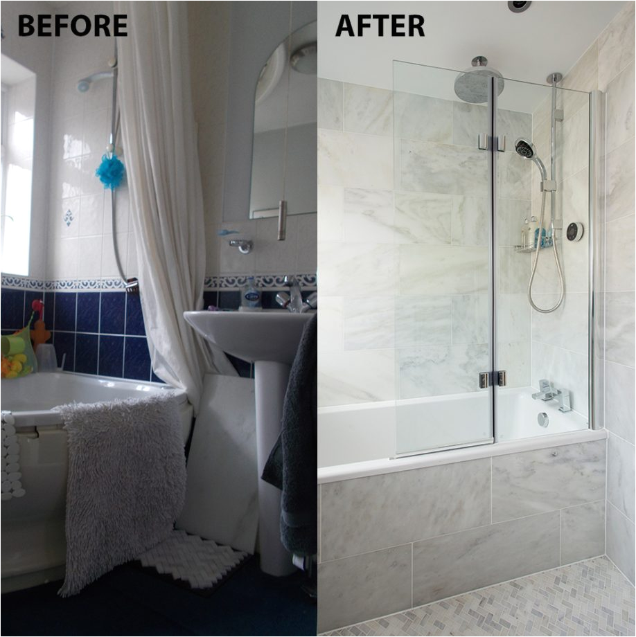 before and after bathroom marble tiling