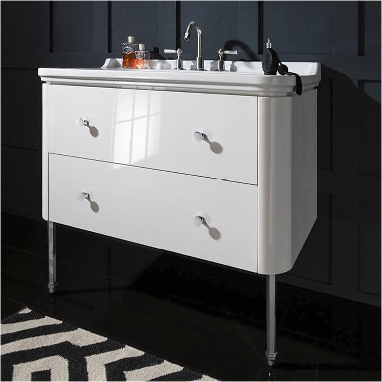 Uk Bathrooms Vanity Units Crosswater Bauhaus Waldorf 1000mm White Gloss Two Drawer