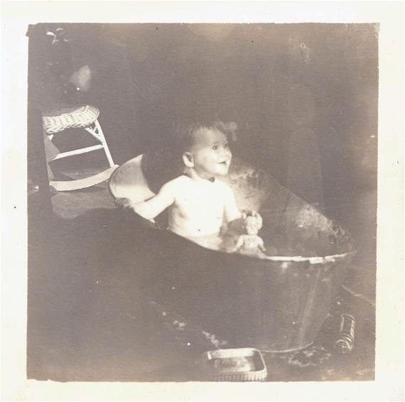 vintage photo baby s bath in metal