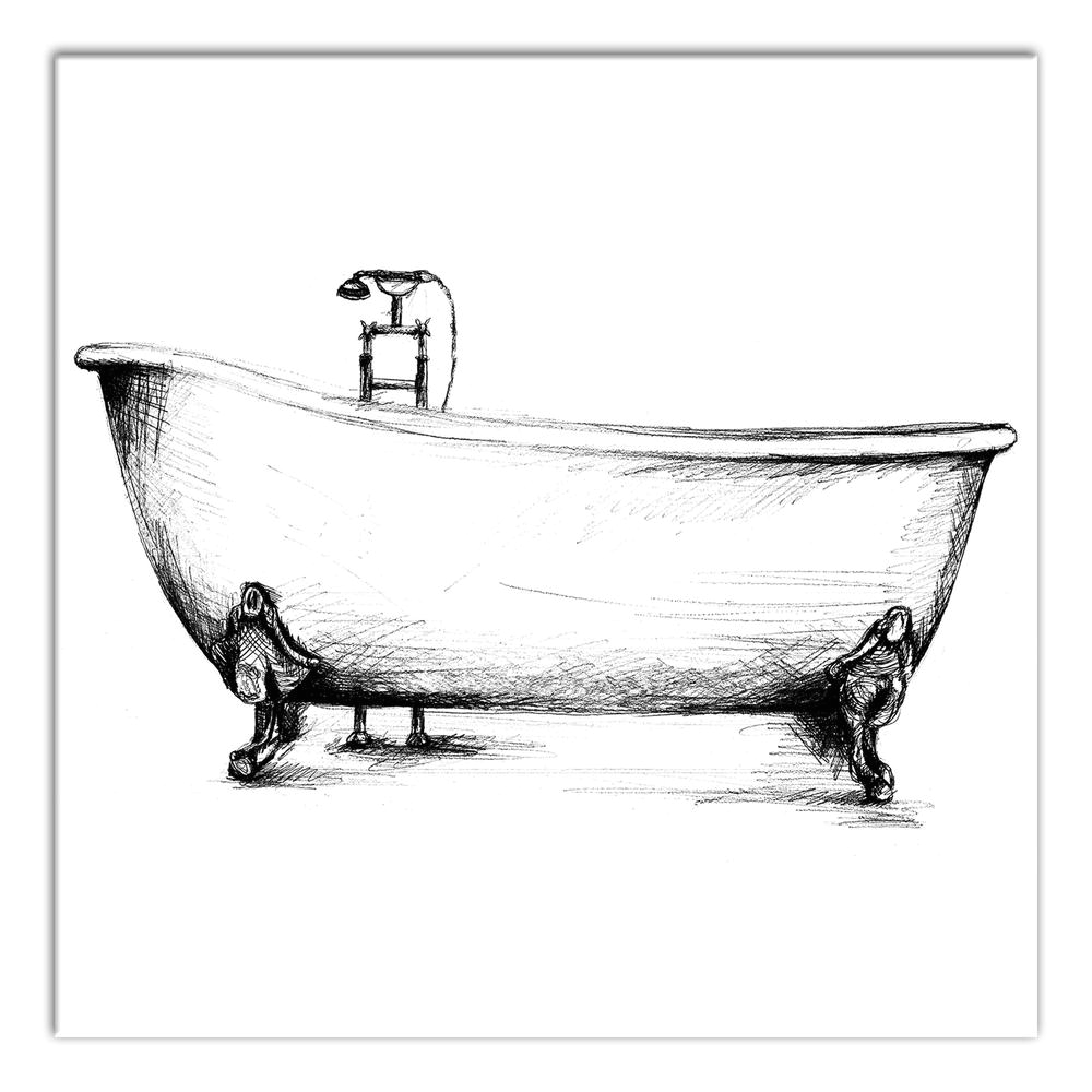 Vintage Bathtub Art Designs Direct 12 In X 12 In "vintage Bathtub Sketch