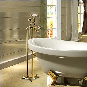 vintage freestanding gold bathtub cross handle shower faucet p 195