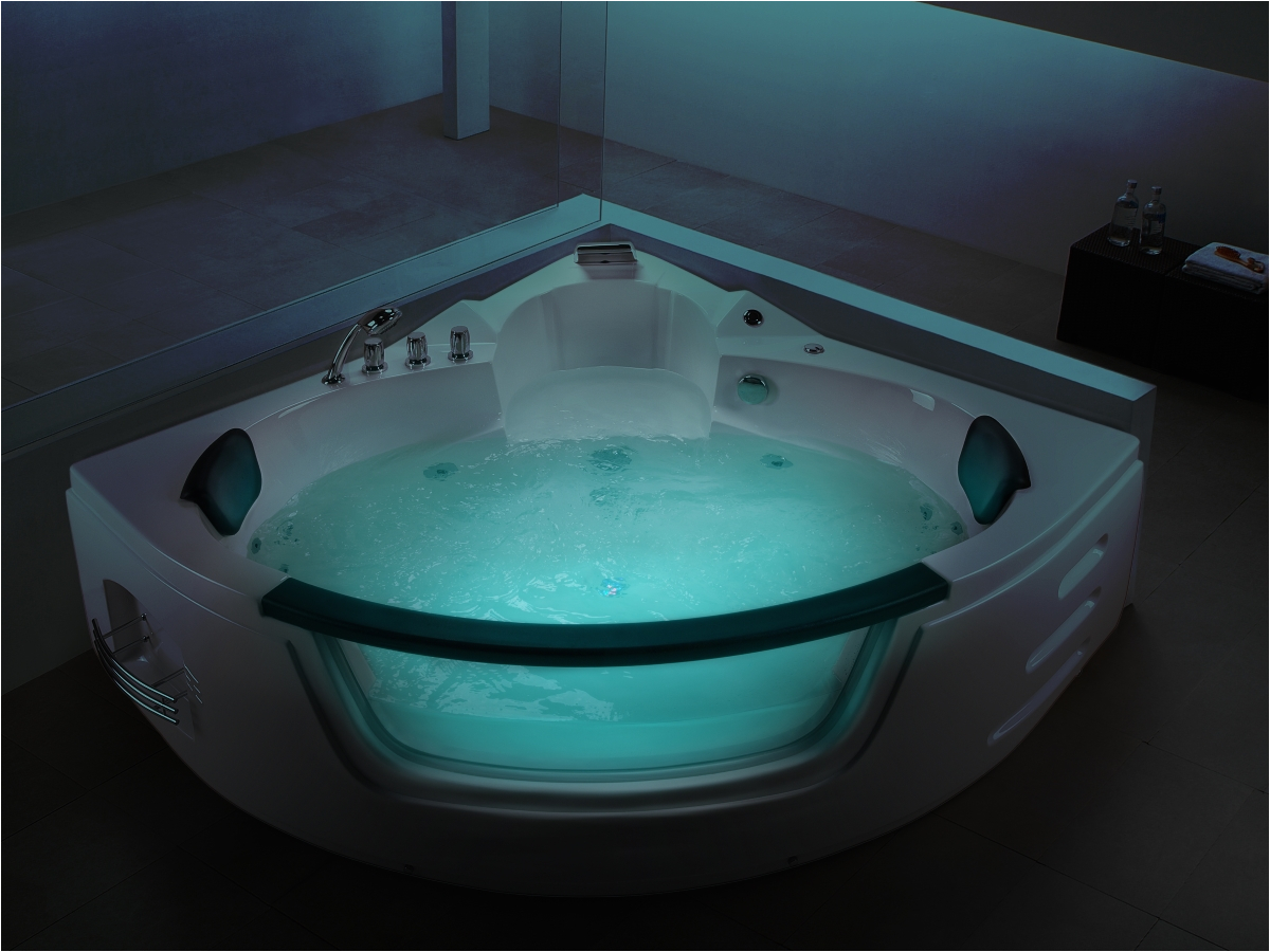 whirlpool bath tub mallorca white with 12 massage jets glass led lightening spa jakuzzi for your bathroom