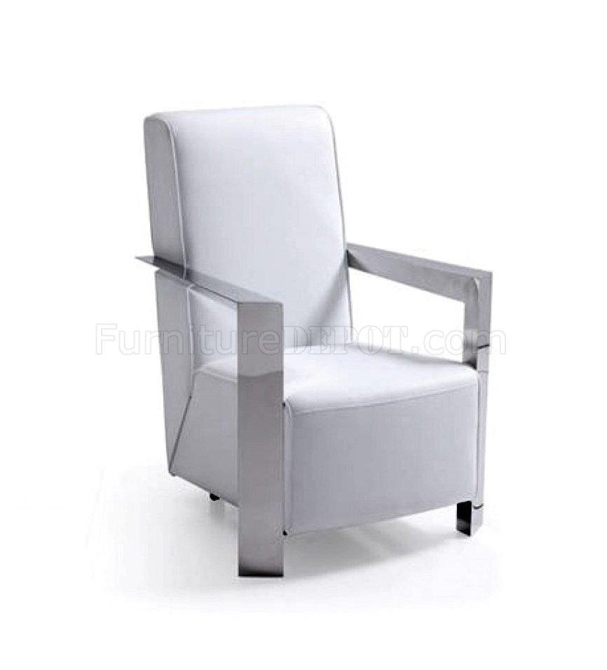 niro accent chair in white bonded leather by vig p