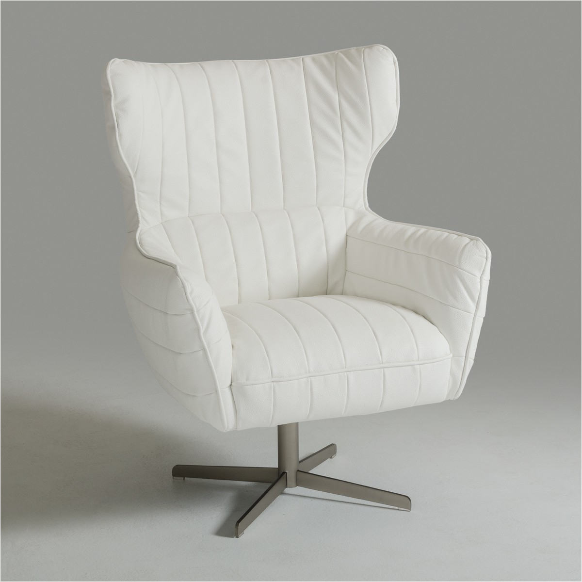 white leather swivel accent chair p 6543