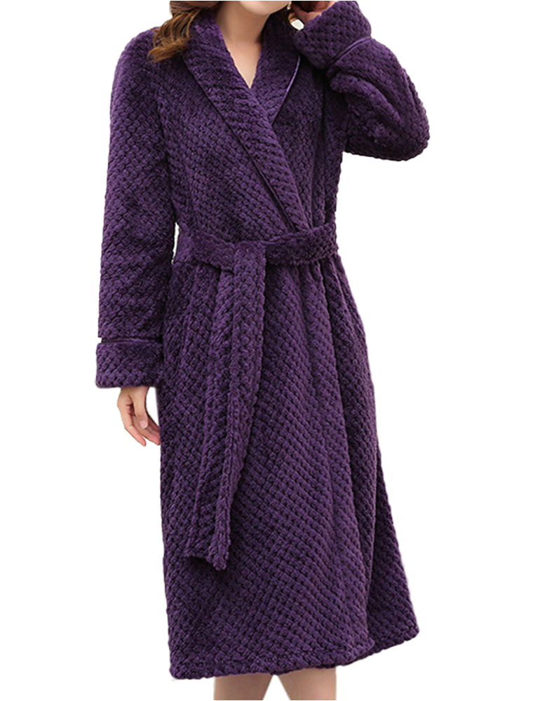 Women's Bathrobes On Sale Women S Winter Pajamas Long Sleeve Waist Bandage Thick