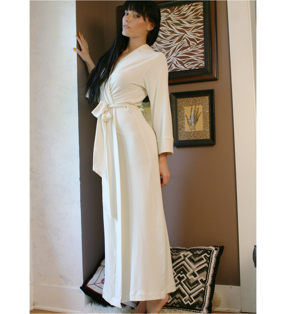 womens long robe bamboo terry made to